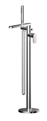 Freestanding Round Bath Shower Mixer Tap - Chrome