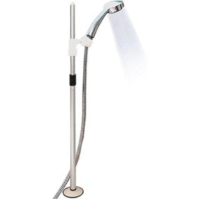 Freestanding Telescopic Shower Head Holder - Suction Cup Bath Stand for Hands-Free Showering - Extends From 84-140cm
