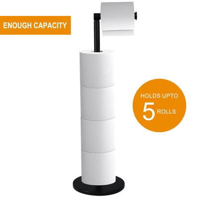Freestanding Toilet Roll Holder with Storage Stainless Steel Stand