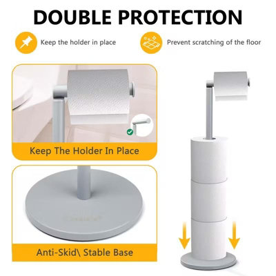 Freestanding Toilet Roll Holder with Storage Stainless Steel Stand