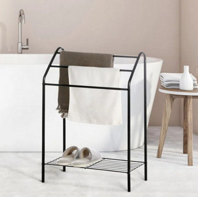 Freestanding Towel Rack With Bottom Shelf Black DIY at B Q