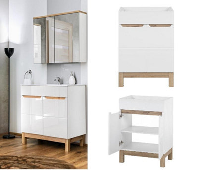 Karl Home White 63 In. H Freestanding Bathroom Storage Slim Linen Cabinet With 2 Shutter Doors Hdk1g52003513
