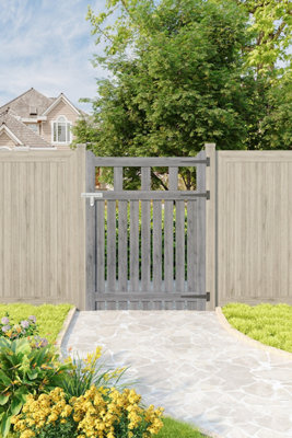 Freestanding Wooden Garden Gate for Outdoor Fences, 90cm Width x 120cm ...