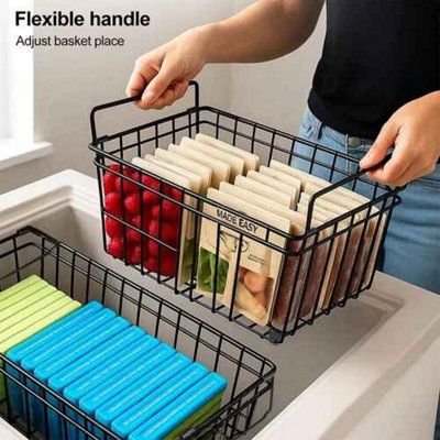 Freezer Stackable Storage Baskets Metal Wire Chest Freezer Organiser, 4 ...
