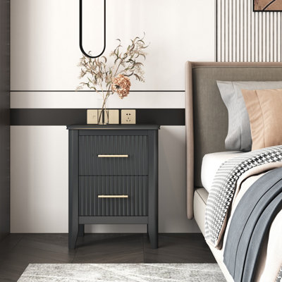 Fregona 2 Drawer Charcoal Bedside Table