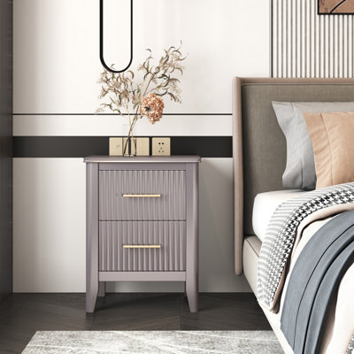 Fregona 2 Drawer Grey Bedside Table