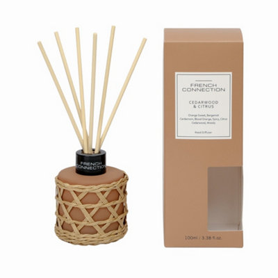 French Connection Cedarwood & Citrus Reed Diffuser 100ML Woven Rattan ...