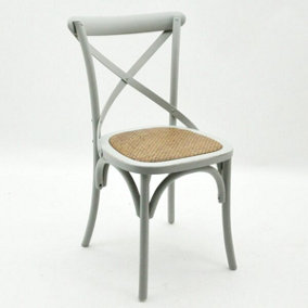 French Cross Back Dining Chair - L46 x W49 x H88 cm - Grey