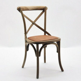 French Cross Back Dining Chair - L46 x W49 x H88 cm - Natural