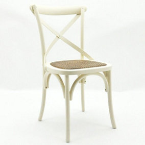 French Cross Back Dining Chair - L46 x W49 x H88 cm - White