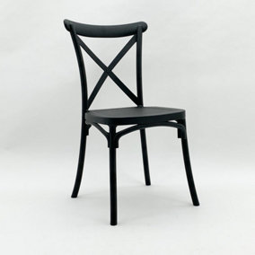 French Cross Back Dining Chair - Plastic - L46 x W49 x H88 cm - Black