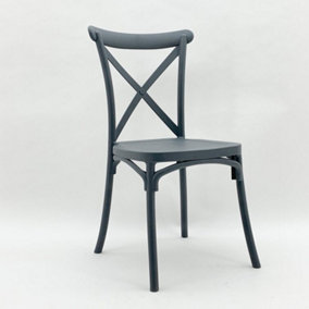 French Cross Back Dining Chair - Plastic - L46 x W49 x H88 cm - Black