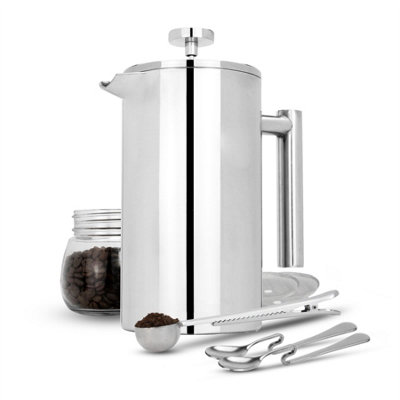 French Press Cafetiere Steel Coffee Maker 1000ml M&W