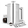 French Press Cafetiere Steel Coffee Maker FREE Filters & Spoons 1500ml - M&W