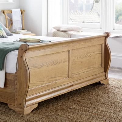 French Style Bordeaux Oak Wooden Sleigh Bed Super King Size 6ft Bed Frame Only