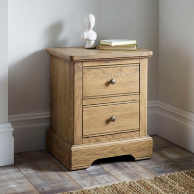 French Style Bordeaux Solid Oak 2 Drawer Bedside Table
