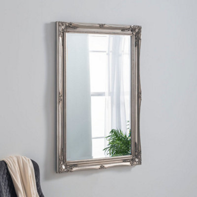 French style carved mirror silver 105x75cm