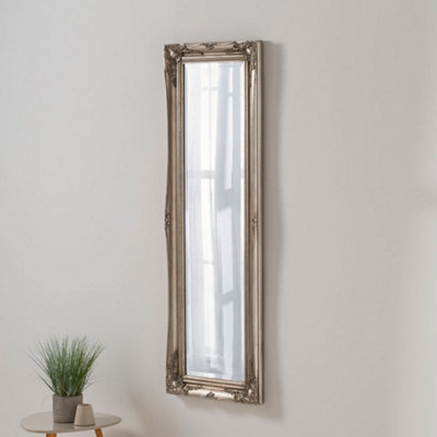 French Style Carved Mirror Silver 135x45cm