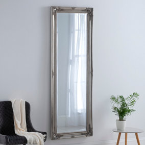 French Style Carved Mirror Silver 166x60cm