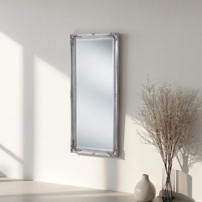 French Style Carved Mirror Silver 166x75cm
