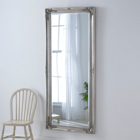 French Style Carved Mirror Silver 166x75cm