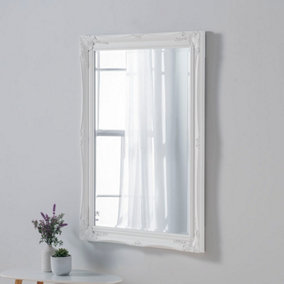 French Style Carved Mirror White 116x90cm