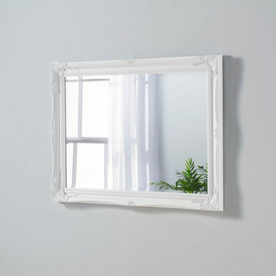 French Style Carved Mirror White 116x90cm