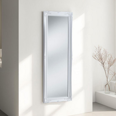 French Style Carved Mirror White 166x60cm