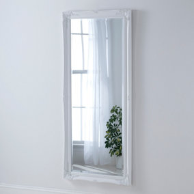 French Style Carved Mirror White 166x75cm