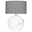 French Style Large Marble Effect Table Lamp with Shade Bedside Table Nightstand Home Office Desk Light