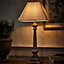 French Style Table Lamp E14 Brushed Wood Desk Lamp with Linen Shade Bedside Table Nightstand Home Office Desk Light
