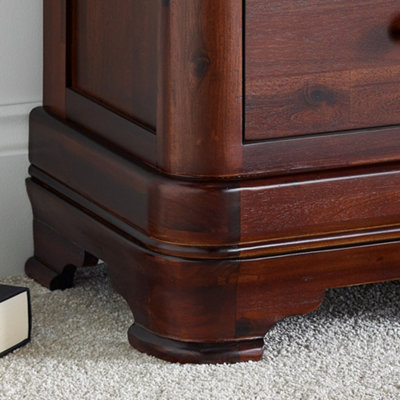 French Style Toulouse 2 Drawer Wooden Mahogany Bedside Table