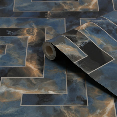 Fresco Agate Key Navy Geometric Wallpaper