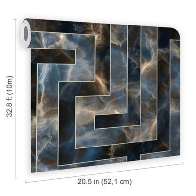Fresco Agate Key Navy Geometric Wallpaper