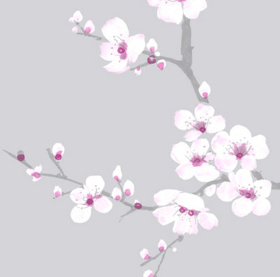 Fresco Apple Blossom Floral Grey Wallpaper