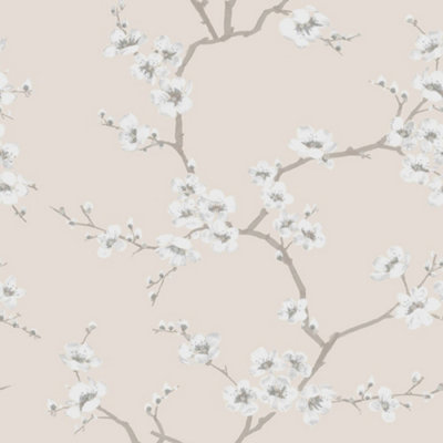 Fresco Apple Blossom Floral Natural Wallpaper