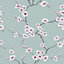 Fresco Apple Blossom Floral Teal Wallpaper