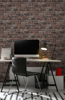 Fresco Brick Effect Red Wallpaper