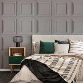 Fresco Grey Wood Panelling Wallpaper