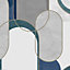 Fresco Halcyon Retro Geometic Navy & Green Wallpaper