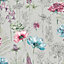 Fresco Hand Sketched Floral Grey / Multicolour Wallpaper