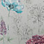 Fresco Hand Sketched Floral Grey / Multicolour Wallpaper