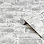 Fresco House Industrial Brick Effect White / Grey Wallpaper