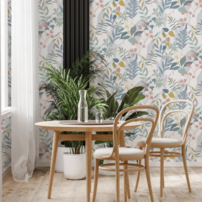 Fresco Inky Tropical Leaf Indigo and Ochre Wallpaper