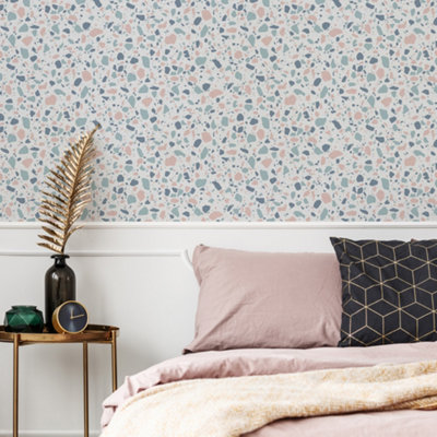 Fresco Mineral Geometric Pebble Multicoloured Wallpaper