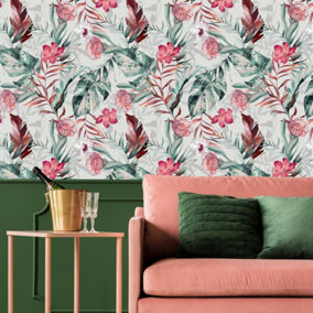 Fresco Orchid Botanical Floral Wallpaper