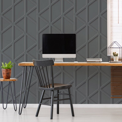 Fresco Panel Trellis Grey Wallpaper DIY at B&Q