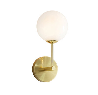 Fresco Satin Brushed Gold with Gloss Opal Glass Shades Trendy 1 Light Wall Light