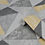 Fresco Shard Geometric Grey / Ochre Wallpaper
