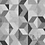Fresco Tribal Geometric Grey / Black Wallpaper